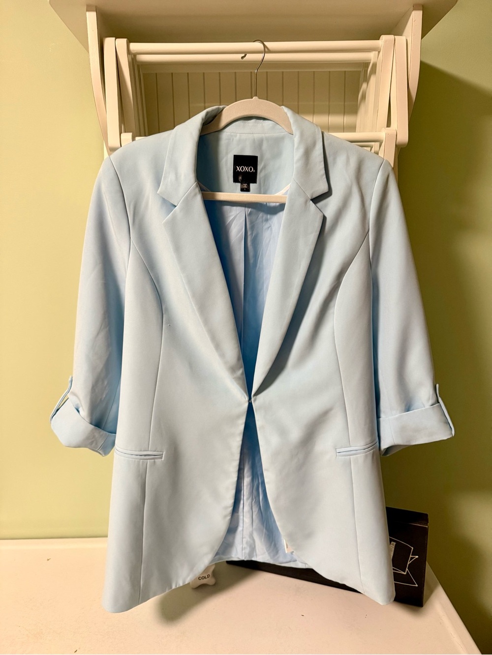 XOXO Baby Blue Open Front Blazer Size L